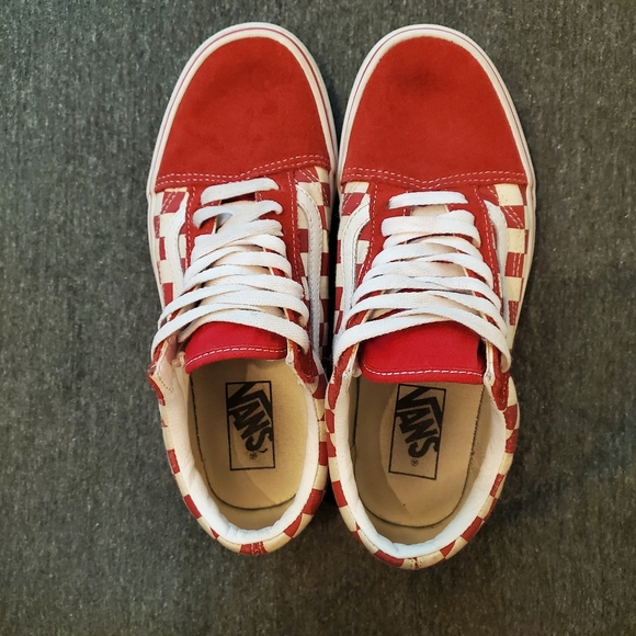Vans primary check old skool shoe (red) - Picture 2 of 7